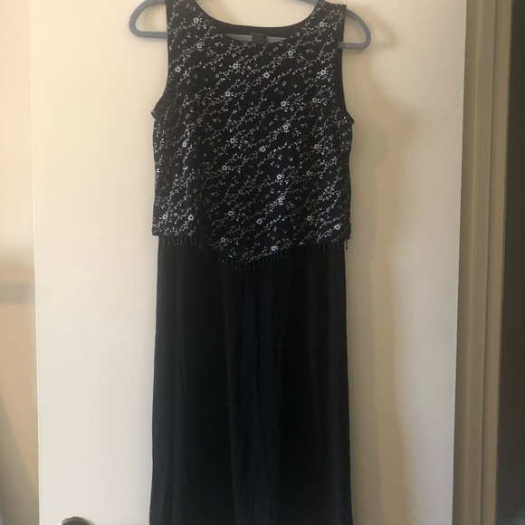 Vintage black and silver dress 10 petite - Picture 2 of 6